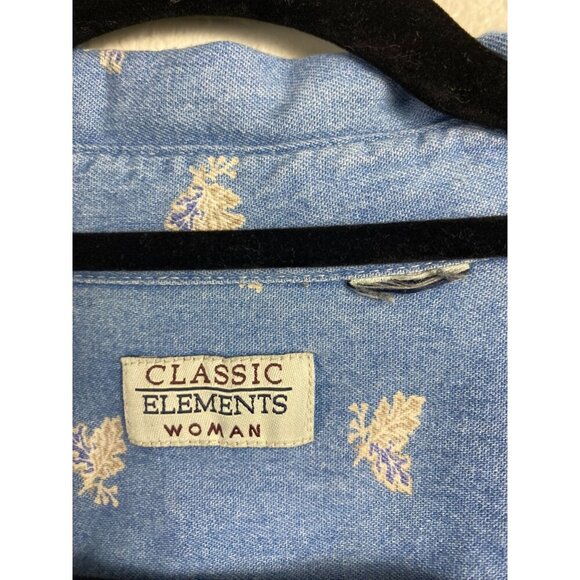 Classic Elements Womens Chambray denim Button Up 3/4 Sleeve Top Plus size 2X - Picture 3 of 9